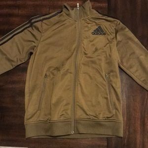 Adidas Army Green Zipper Track Jacket Sz Medium (10/12)